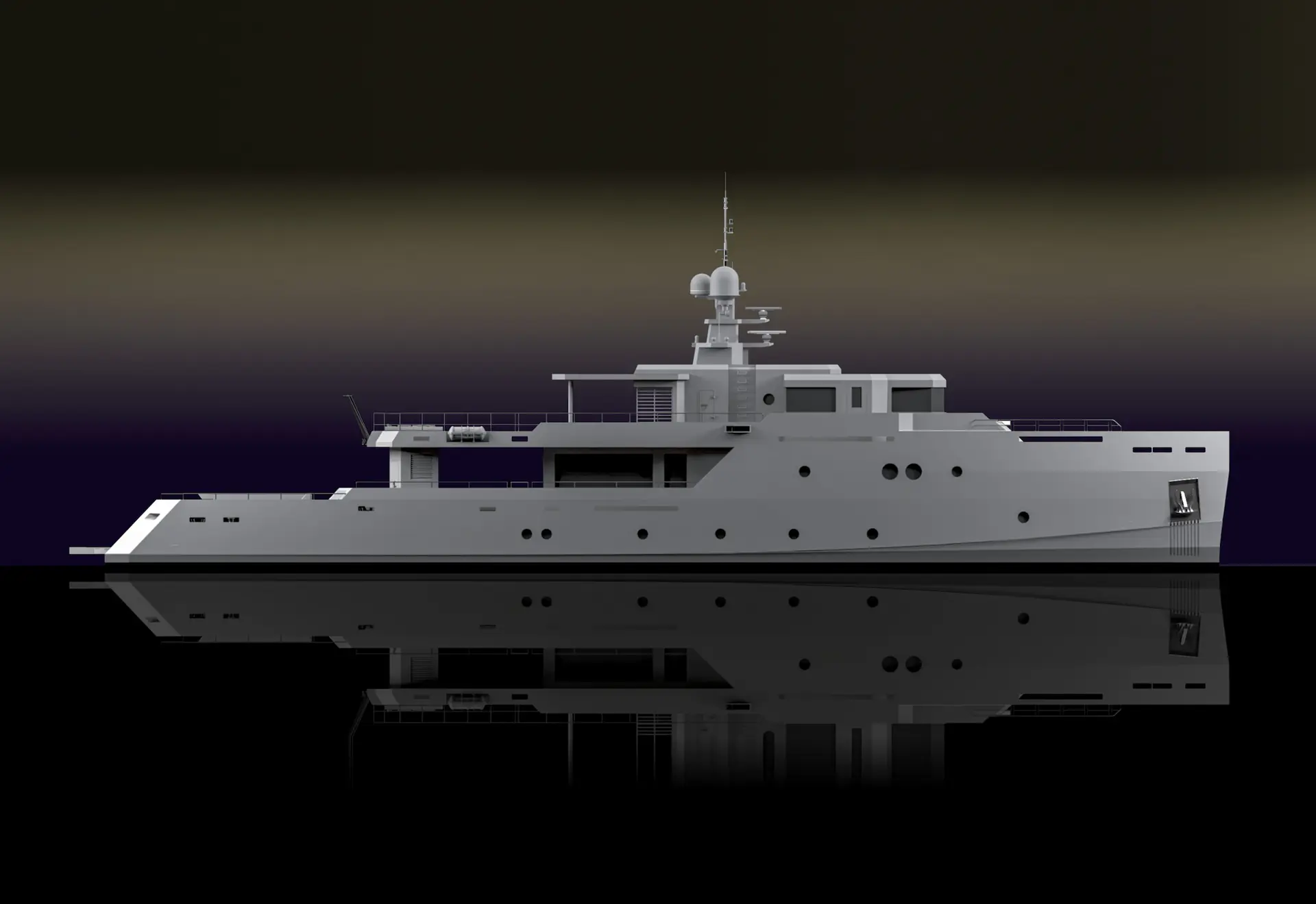 Obsidian, 41 m motor yat render